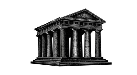 Obraz premium Black and white illustration of building.