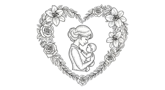 Mother holding newborn baby close.