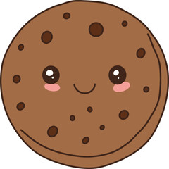 Fototapeta premium Cute Chocolate Chip Cookie Flat Illustration