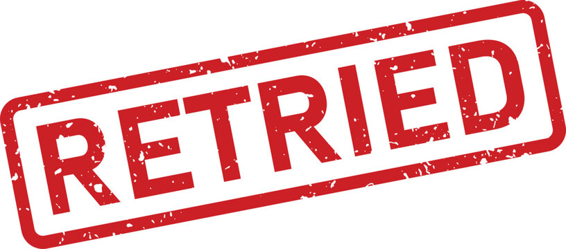 A vivid red rectangular grunge style rubber stamp presents the word RETRIED suggesting a new attempt or effort