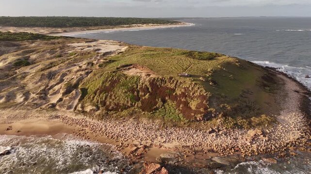 A small peninsula in Santa Teresa Park in Uruguay juts out into the Atlantic Ocean.