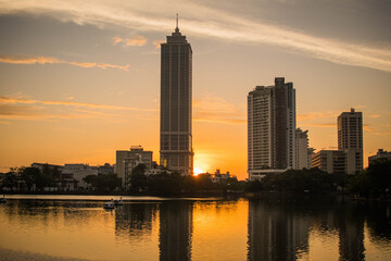 Sunset over Colombo’s urban business skyline © Sithila