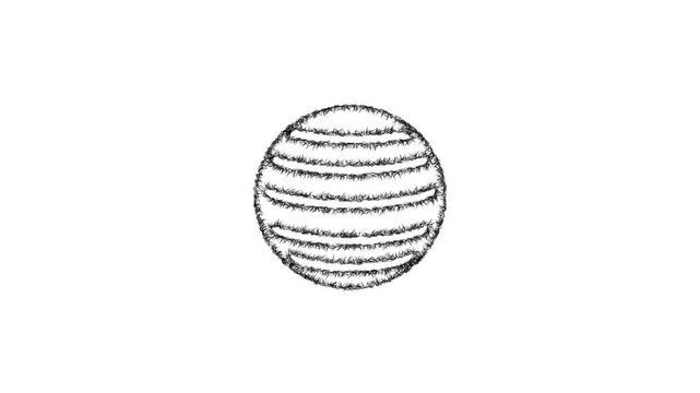 Sketch exercise ball icon animation - smooth progressive reveal
