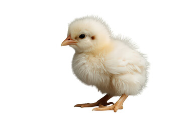 Obraz premium Fluffy yellow chick standing on transparent background, symbolizing new life, innocence, and spring