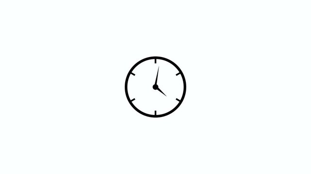Reverse clock animation showing time running backward on white background