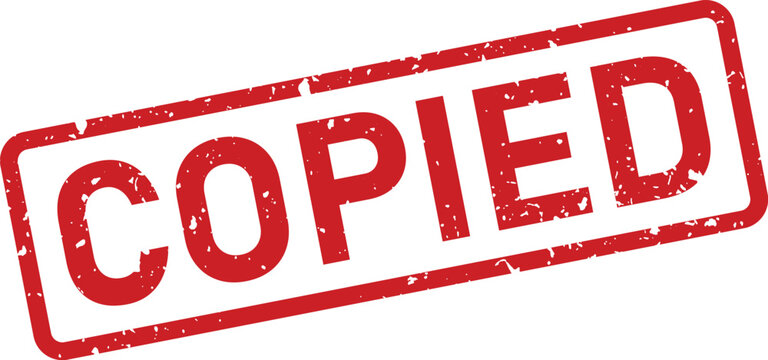 Red grunge copied rubber stamp impression indicating duplication of a document or file