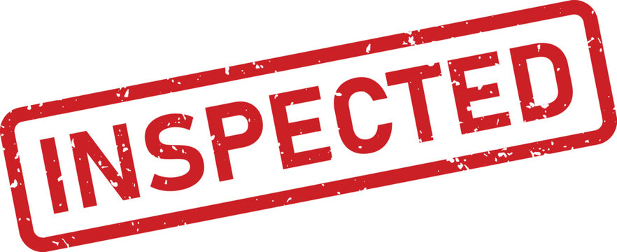 Red grunge inspected stamp with distressed texture on a clean white background for quality assurance