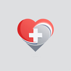 Obraz premium Dynamic stylized heart with medical cross symbol. Ideal for healthcare, wellness, and loving care concepts