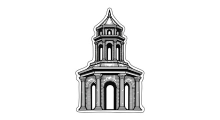 Obraz premium Detailed Drawing of a Small Tower.