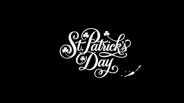 St patricks day typography on a black background suitable for holiday graphics, social media posts, and print designs. Happy st patricks day.