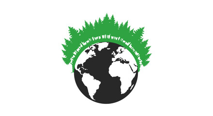 Obraz premium Green trees growing around the planet earth illustration.