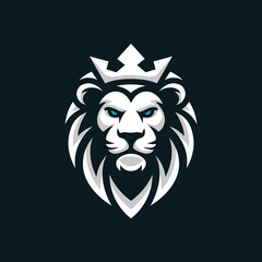 Obraz premium Lion King Mascot Logo with Crown Vector Illustration