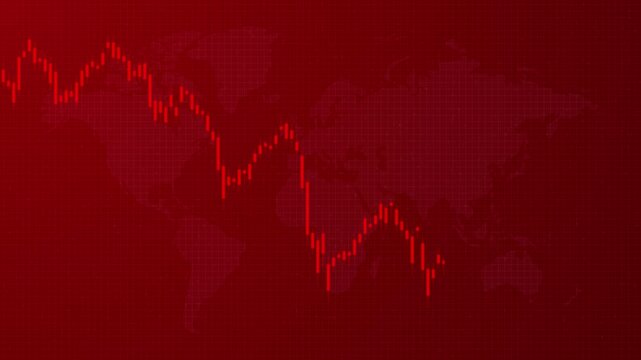 Global stock market crash chart animation showing financial decline trend