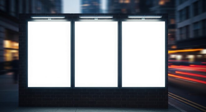 Three blank white slides displayed on a presentation software interface