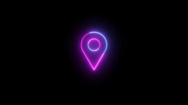 Neon location pin animation video