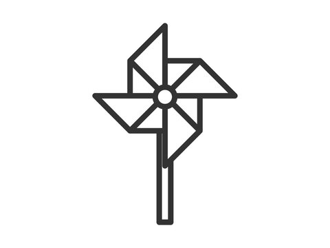 手持ち風車のアイコン（線画）のイラスト