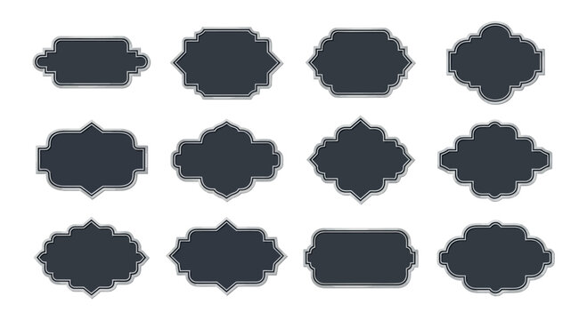 Vintage Silhouette Label Set, Vector Retro Black Frame Collection, Elegant Decorative Borders for Product Packaging, Wedding Invitations, and Classic Branding Design
