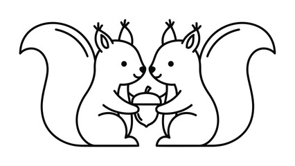 Squirrels Sharing an Acorn: Two adorable squirrels embrace the spirit of togetherness, sharing a precious acorn against a clean backdrop. A perfect symbol of collaboration and unity. © hafs121