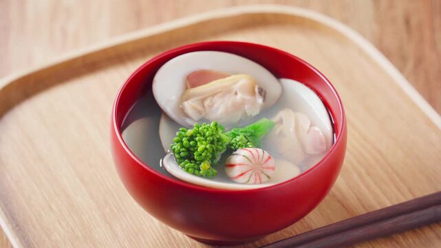 蛤のお吸い物 菜の花添え 春のすまし汁