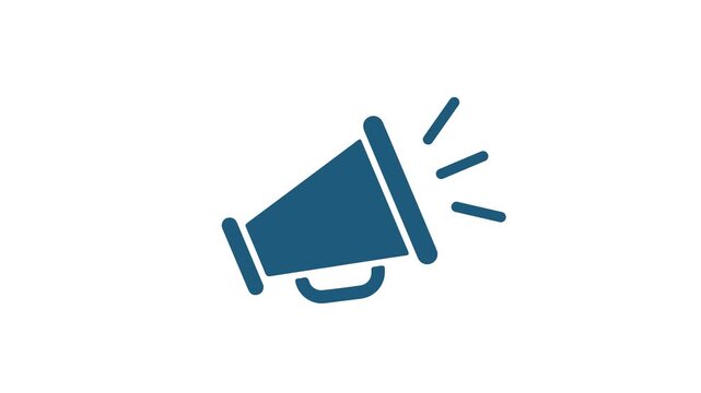 Megaphone notification icon animation representing announcement alert and communication