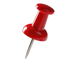 Red push pin marker icon 3D realistic isolated on transparent background