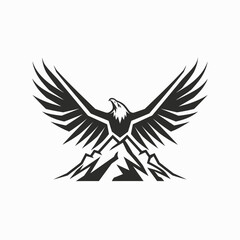 Obraz premium Soaring eagle silhouette over mountains abstract design illustration