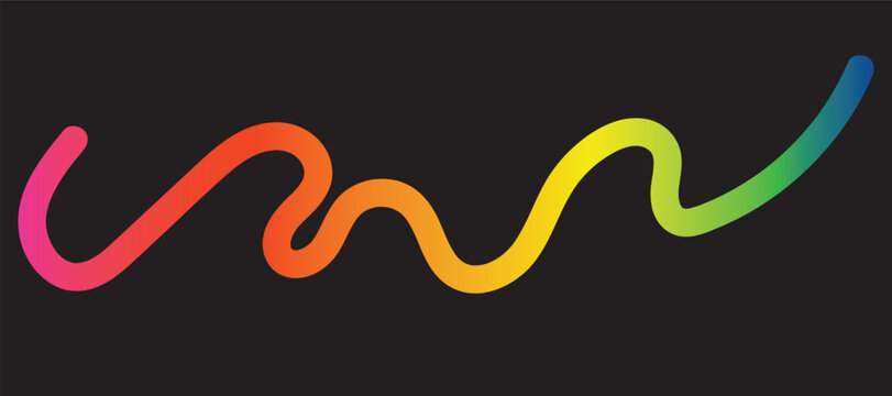 Vibrant rainbow squiggle on black background