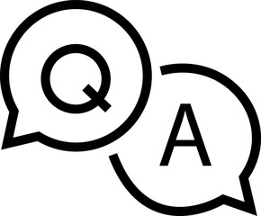 Question and answer icon. Chat, speak bubble, Q and A, ask, support, dialog, help center symbol on white background - stock vector.