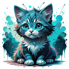 black cat with blue eyes vector © Mian