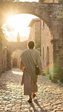 Forgiven Tax Collector Walking Down Ancient Street