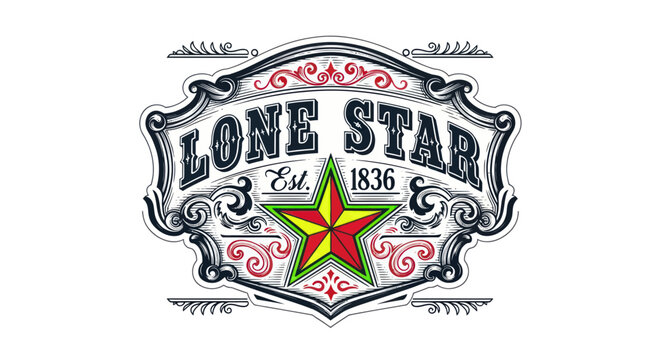 Lone Star Texas Emblem Est 1836 Vintage Retro Design