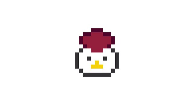 8-bit pixel art Chinese Zodiac chicken animal face icon. looped animation 4k 30fps