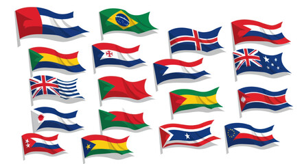 Collection of Waving National Flags - International Symbols