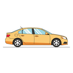 Obraz premium Yellow sedan car vector illustration isolated on white background