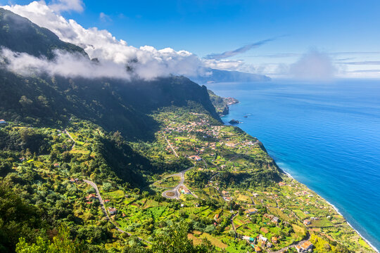 Panoramic coastal landscape of Arco de S�o Jorge on Madeira Island