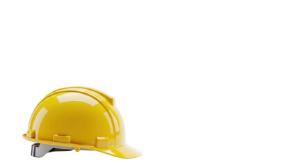 Fototapeta premium Bright yellow plastic hard hat, a essential safety helmet for construction workers and industrial protection, isolated PNG with Transparent Background