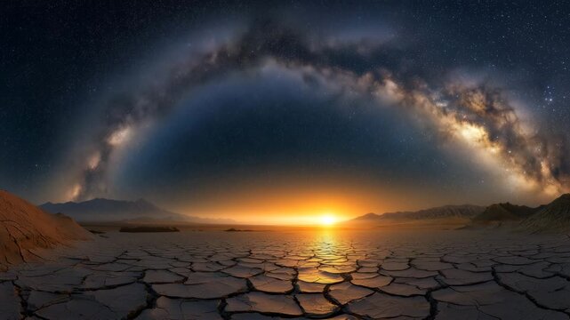 砂丘と溶岩が奏でる曲線と銀河の弓