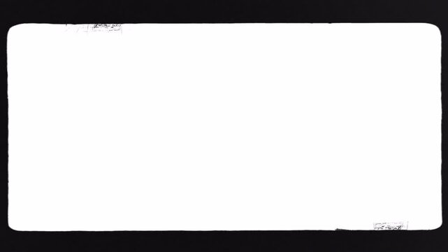 Blank white rectangular frame with rounded corners on a black background, ideal for text or graphics.