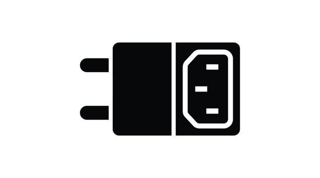 Black IEC C14 Male to C13 Female Power Adapter Icon