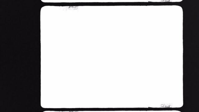 Vintage Film Strip Overlay with White Frames and Black Background.