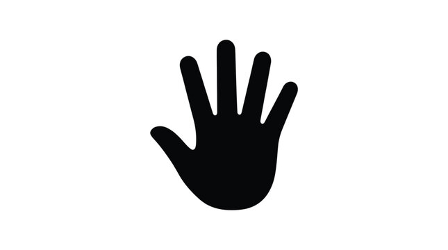 Black Hand Silhouette Vector Icon on White Background