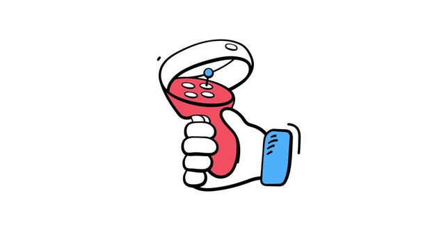 Trendy doodle icon animation of VR hand controller, premium vector