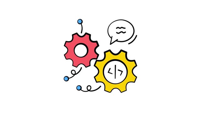 Get your hands on this amazing doodle style icon animation of code implementation