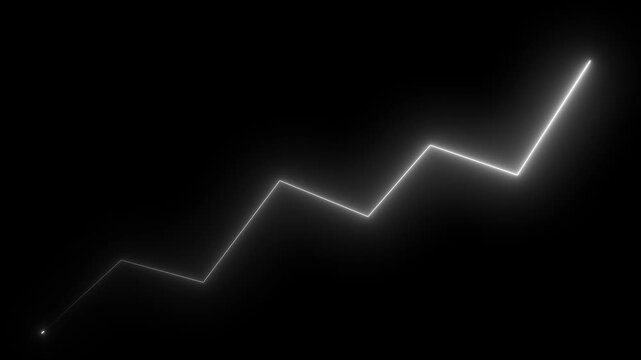Market Recovery Concept. Successful growth neon line graph going Up. Motion graphics of neon rising arrow