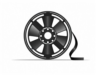 Fototapeta premium An old-fashioned bicycle wheel in black and white