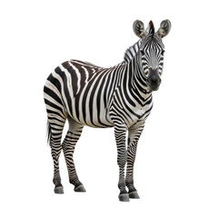 Zebra standing isolated on black