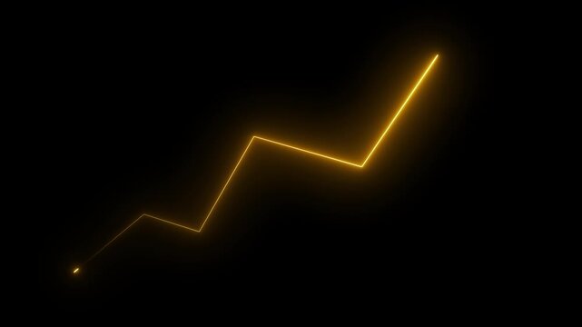  Market Recovery Concept. Successful growth neon line graph going Up. Motion graphics of neon rising arrow
