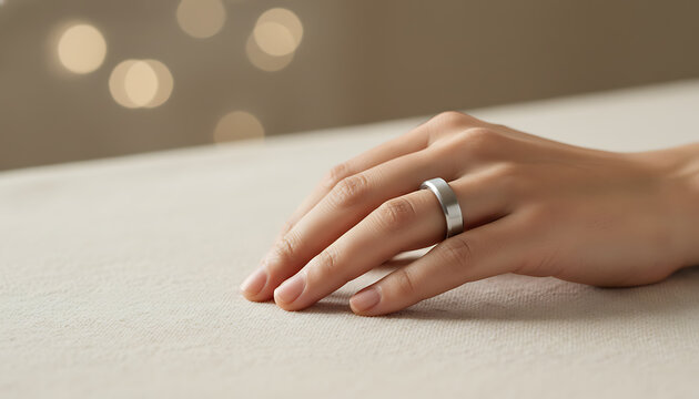 Close up of a person wearing a smart ring health tracker