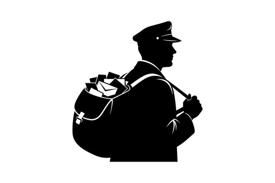 Postal worker silhouette carrying mailbag