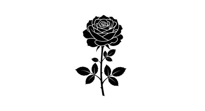 Elegant Black Rose Illustration for Creative Projects